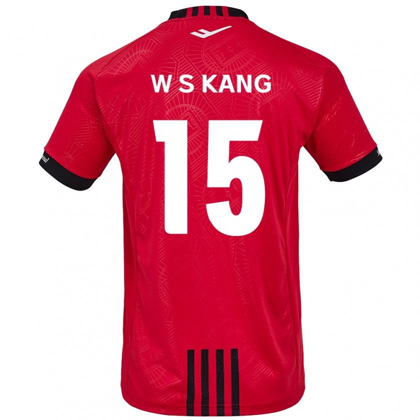 Kandiny Enfant Maillot Sang-Woo Kang #15 Rouge Noir Tenues Domicile 2024/25 T-Shirt