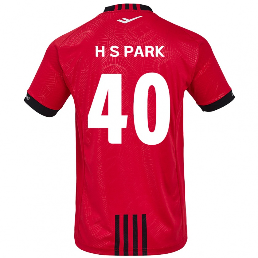 Kandiny Enfant Maillot Seong-Hun Park #40 Rouge Noir Tenues Domicile 2024/25 T-Shirt