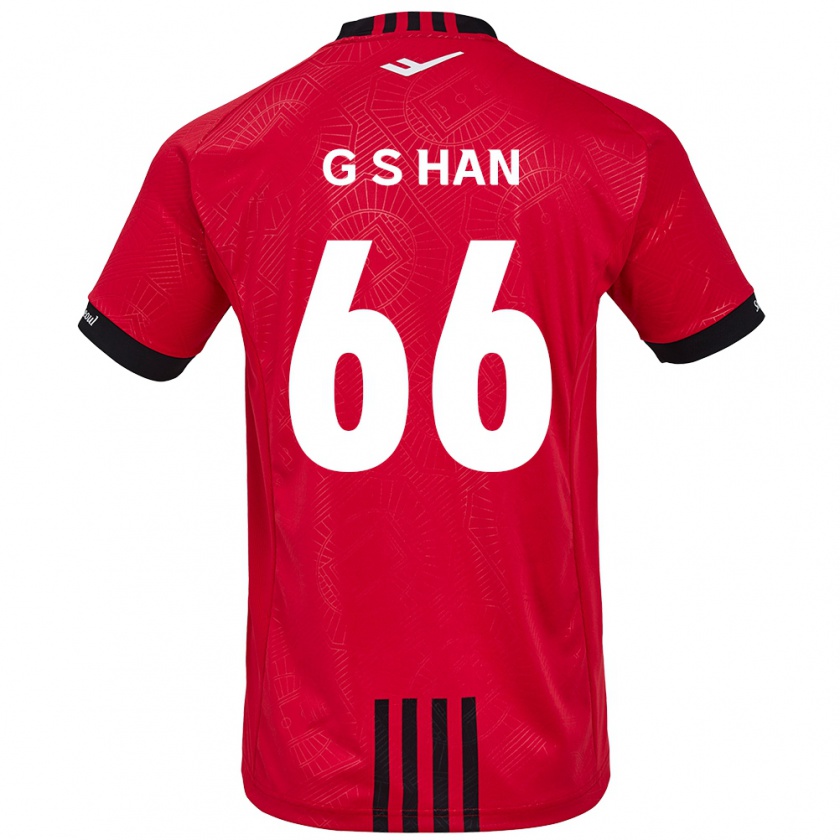 Kandiny Enfant Maillot Seung-Gyu Han #66 Rouge Noir Tenues Domicile 2024/25 T-Shirt