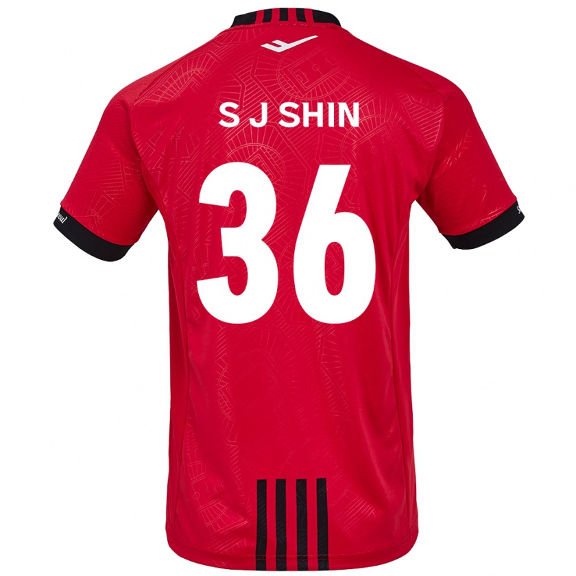 Kandiny Enfant Maillot Ji-Seop Shin #36 Rouge Noir Tenues Domicile 2024/25 T-Shirt