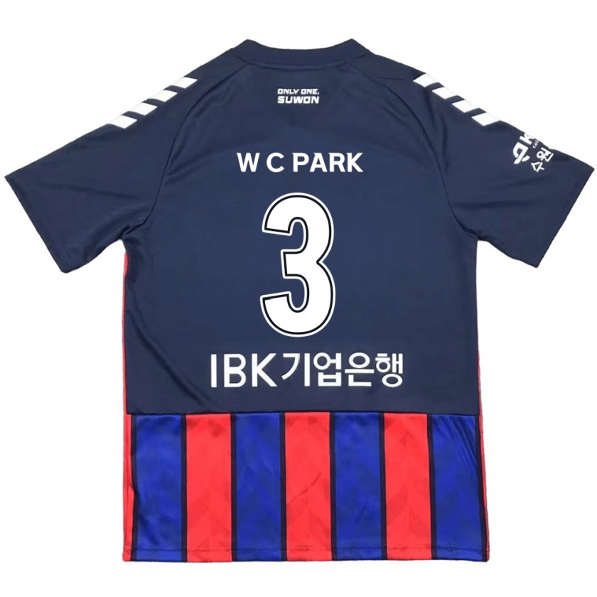 Kandiny Enfant Maillot Cheol-Woo Park #3 Bleu Rouge Tenues Domicile 2024/25 T-Shirt