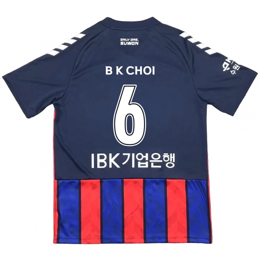 Kandiny Enfant Maillot Kyu-Baek Choi #6 Bleu Rouge Tenues Domicile 2024/25 T-Shirt