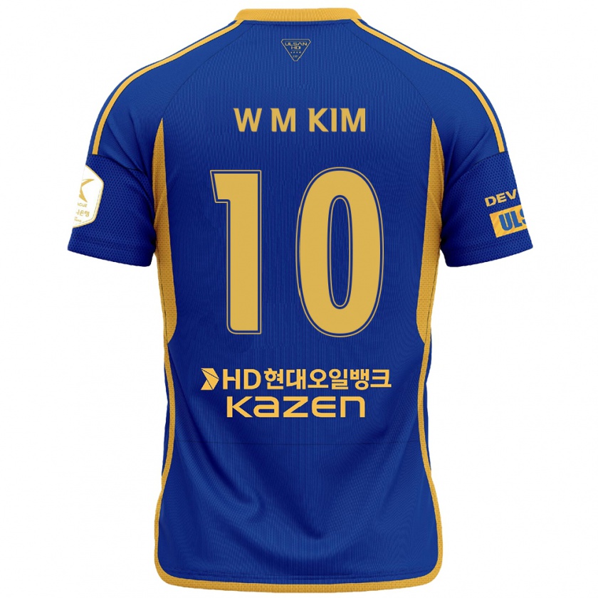 Kandiny Enfant Maillot Min-Woo Kim #10 Bleu Jaune Tenues Domicile 2024/25 T-Shirt