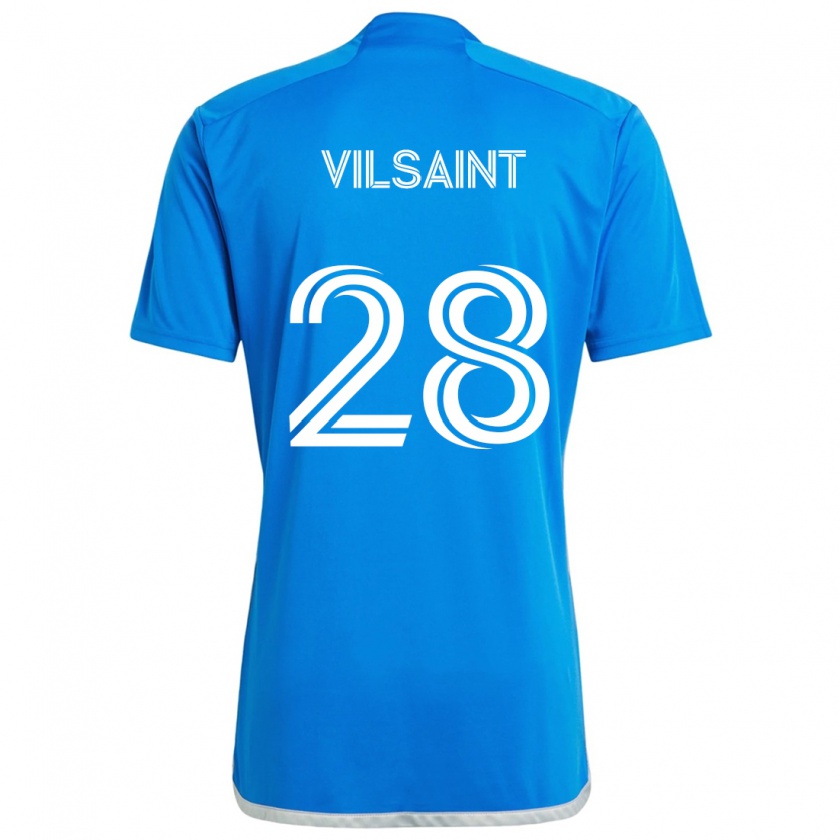 Kandiny Enfant Maillot Jules-Anthony Vilsaint #28 Bleu Blanc Tenues Domicile 2024/25 T-Shirt