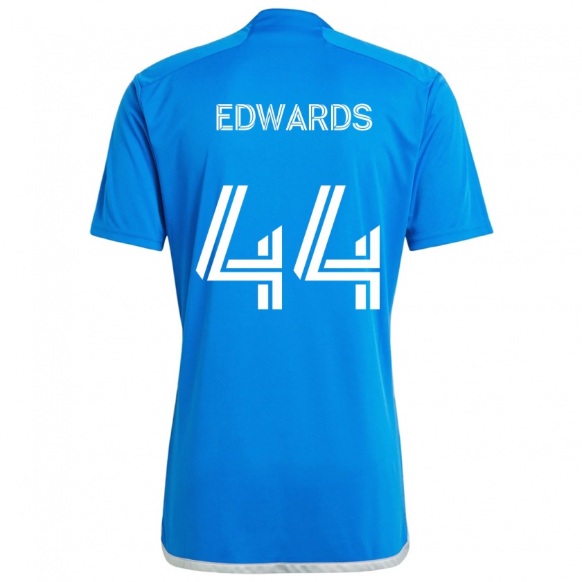 Kandiny Enfant Maillot Raheem Edwards #44 Bleu Blanc Tenues Domicile 2024/25 T-Shirt