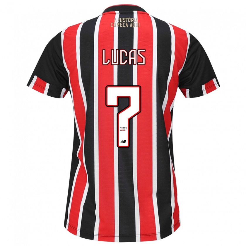 Kandiny Enfant Maillot Lucas Moura #7 Noir Rouge Blanc Tenues Extérieur 2024/25 T-Shirt