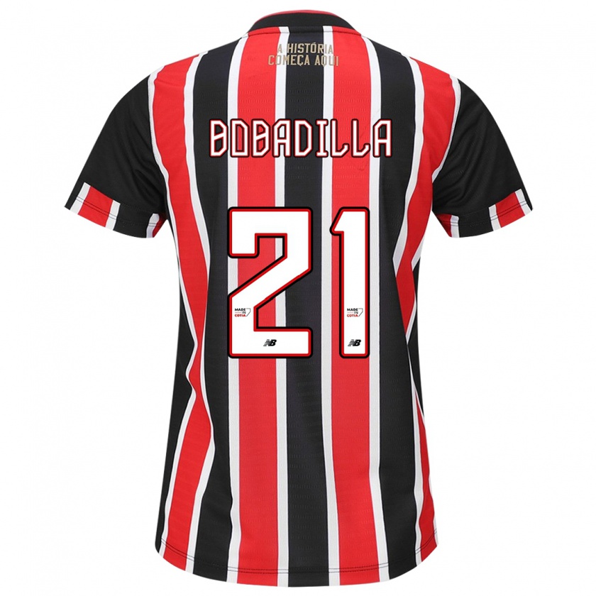 Kandiny Enfant Maillot Damián Bobadilla #21 Noir Rouge Blanc Tenues Extérieur 2024/25 T-Shirt