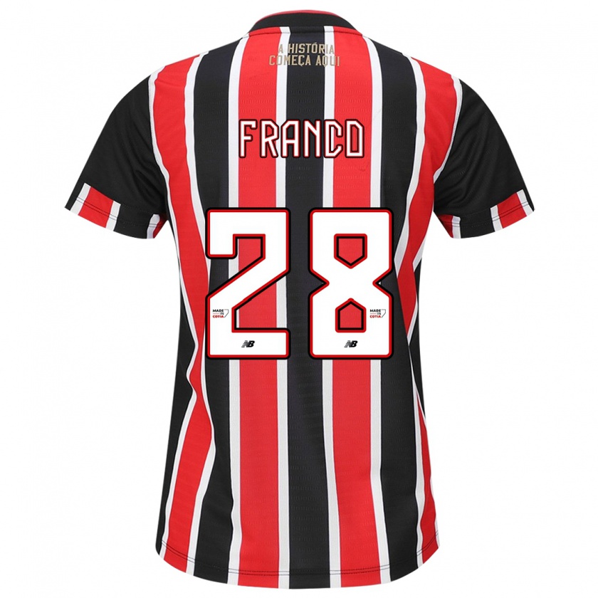 Kandiny Enfant Maillot Alan Franco #28 Noir Rouge Blanc Tenues Extérieur 2024/25 T-Shirt