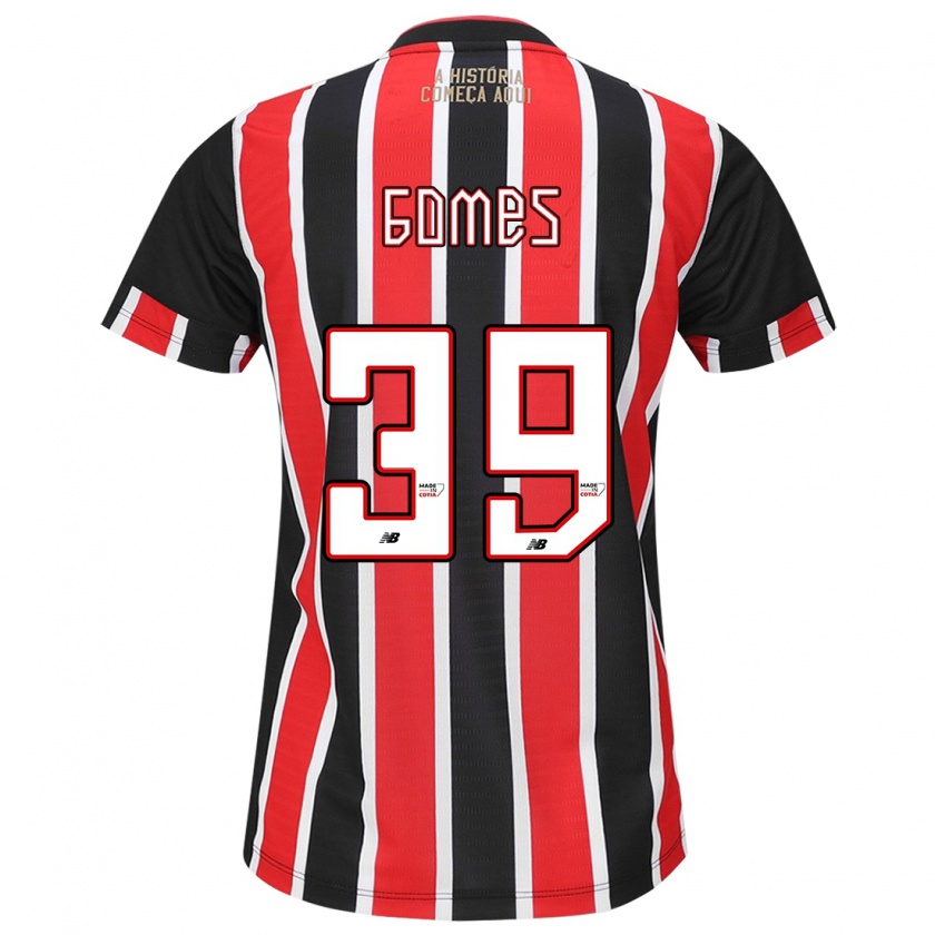 Kandiny Enfant Maillot William Gomes #39 Noir Rouge Blanc Tenues Extérieur 2024/25 T-Shirt