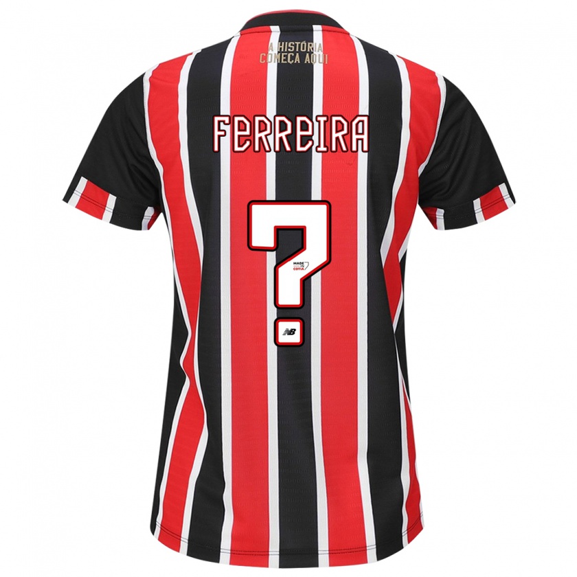 Kandiny Enfant Maillot Lucas Ferreira #0 Noir Rouge Blanc Tenues Extérieur 2024/25 T-Shirt