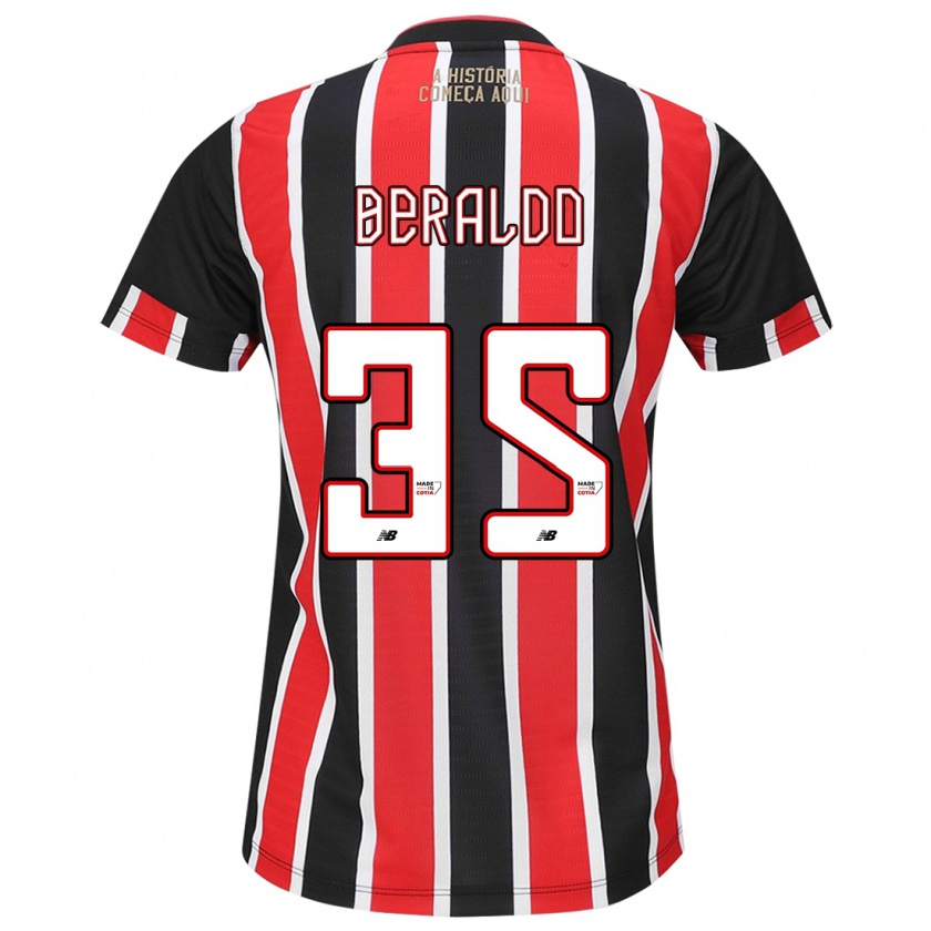 Kandiny Enfant Maillot Lucas Beraldo #35 Noir Rouge Blanc Tenues Extérieur 2024/25 T-Shirt