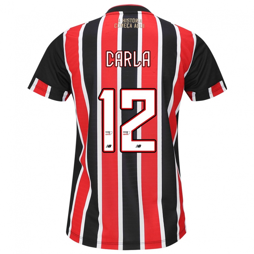 Kandiny Enfant Maillot Carla Maria Da Silva #12 Noir Rouge Blanc Tenues Extérieur 2024/25 T-Shirt