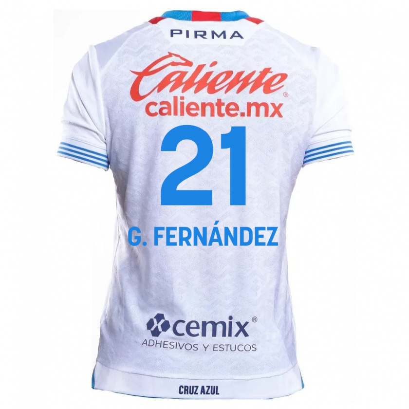 Kandiny Enfant Maillot Gabriel Fernández #21 Blanc Bleu Tenues Extérieur 2024/25 T-Shirt