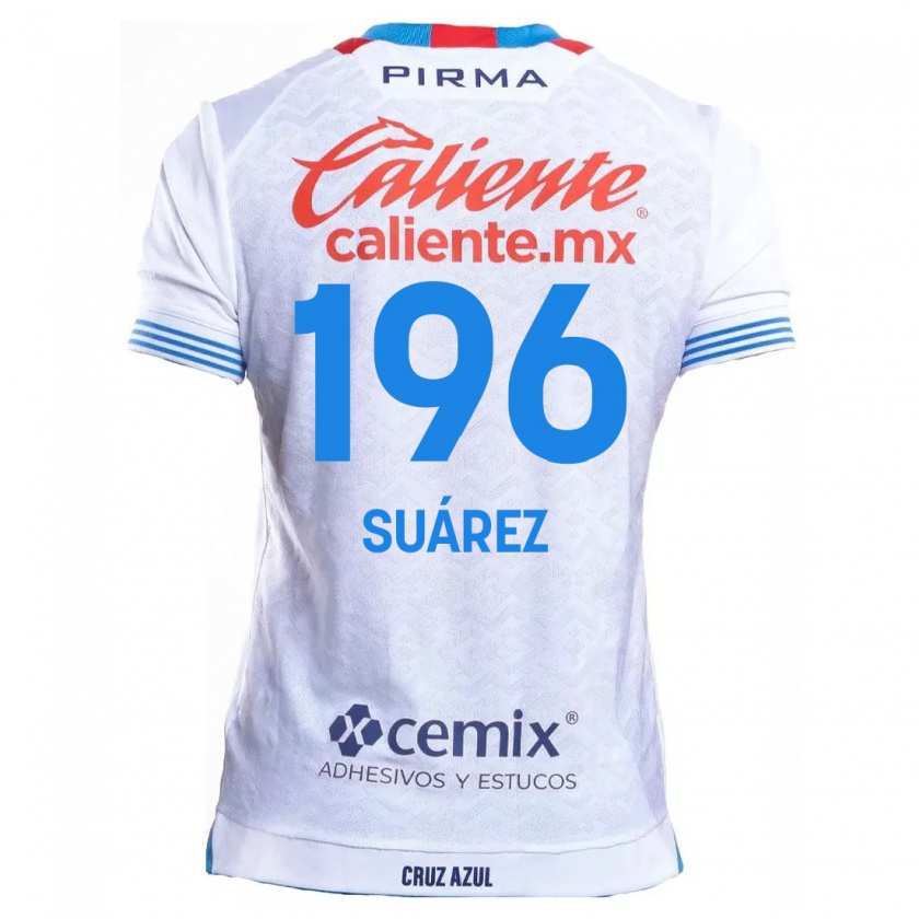 Kandiny Enfant Maillot Javier Suárez #196 Blanc Bleu Tenues Extérieur 2024/25 T-Shirt