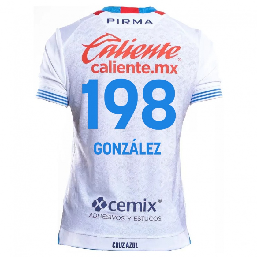 Kandiny Enfant Maillot Kenneth González #198 Blanc Bleu Tenues Extérieur 2024/25 T-Shirt