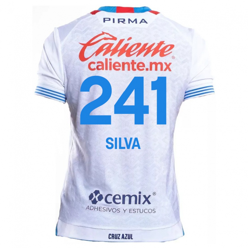 Kandiny Enfant Maillot Iván Silva #241 Blanc Bleu Tenues Extérieur 2024/25 T-Shirt