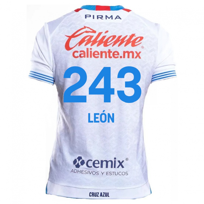 Kandiny Enfant Maillot Cristhian León #243 Blanc Bleu Tenues Extérieur 2024/25 T-Shirt