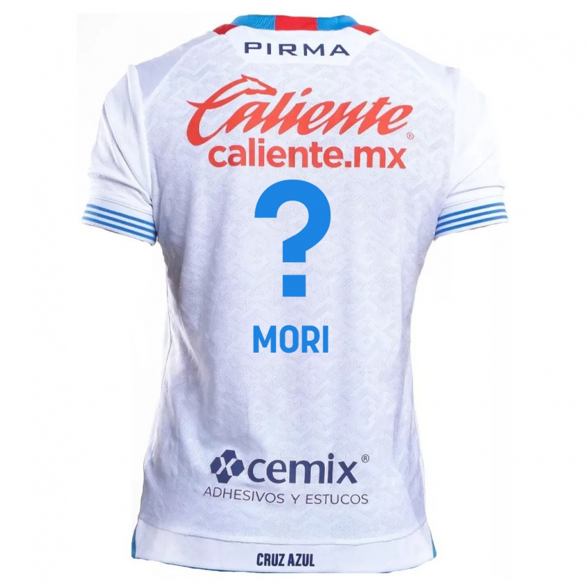 Kandiny Enfant Maillot Ramiro Funes Mori #0 Blanc Bleu Tenues Extérieur 2024/25 T-Shirt