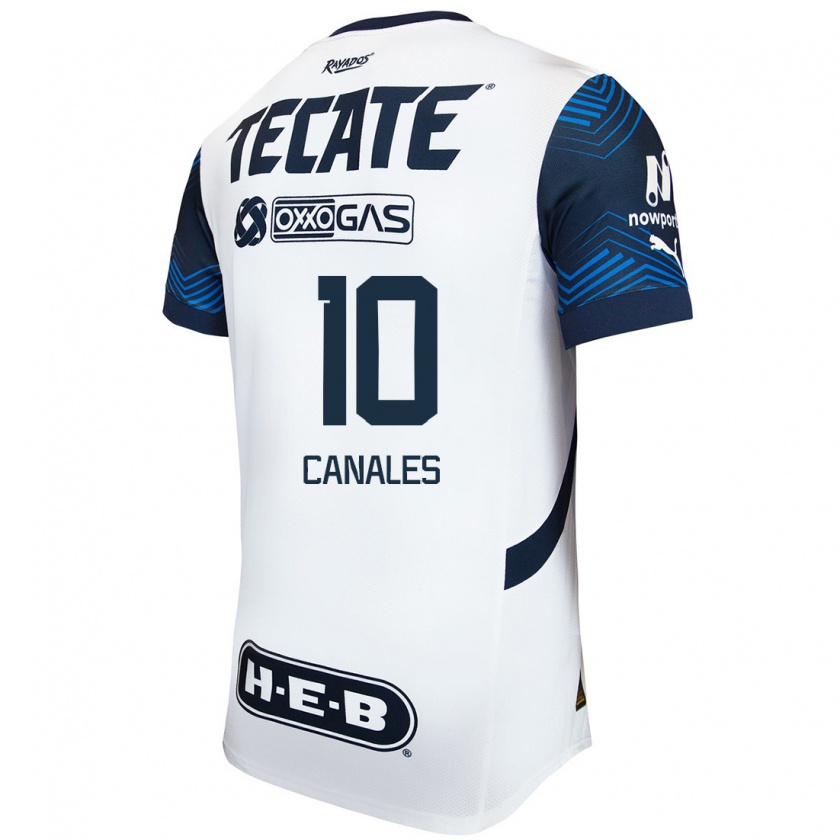 Kandiny Enfant Maillot Sergio Canales #10 Blanc Bleu Tenues Extérieur 2024/25 T-Shirt