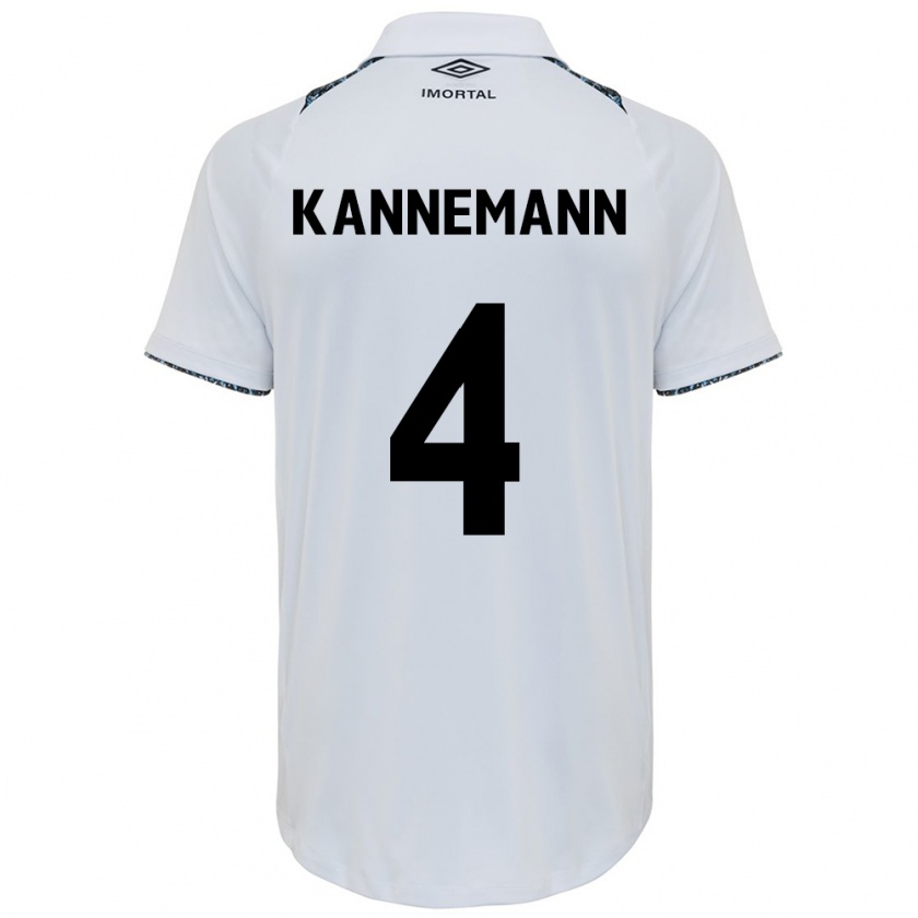 Kandiny Enfant Maillot Walter Kannemann #4 Blanc Bleu Tenues Extérieur 2024/25 T-Shirt