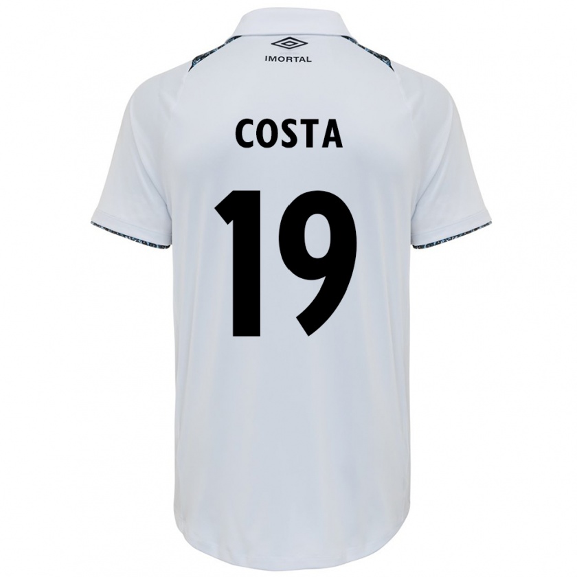 Kandiny Enfant Maillot Diego Costa #19 Blanc Bleu Tenues Extérieur 2024/25 T-Shirt