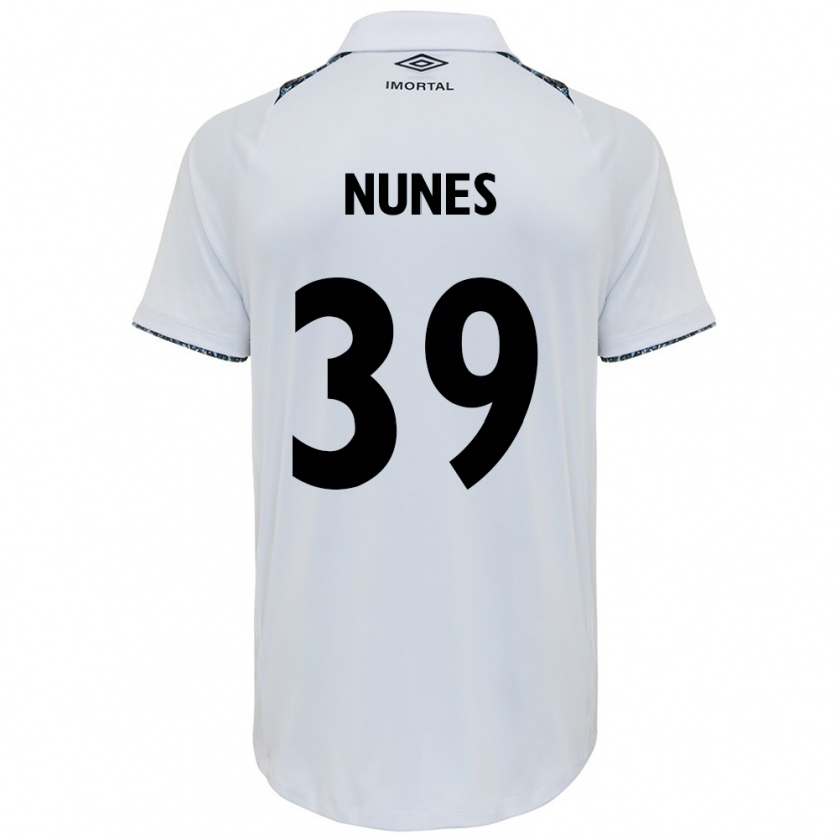 Kandiny Enfant Maillot Gustavo Nunes #39 Blanc Bleu Tenues Extérieur 2024/25 T-Shirt