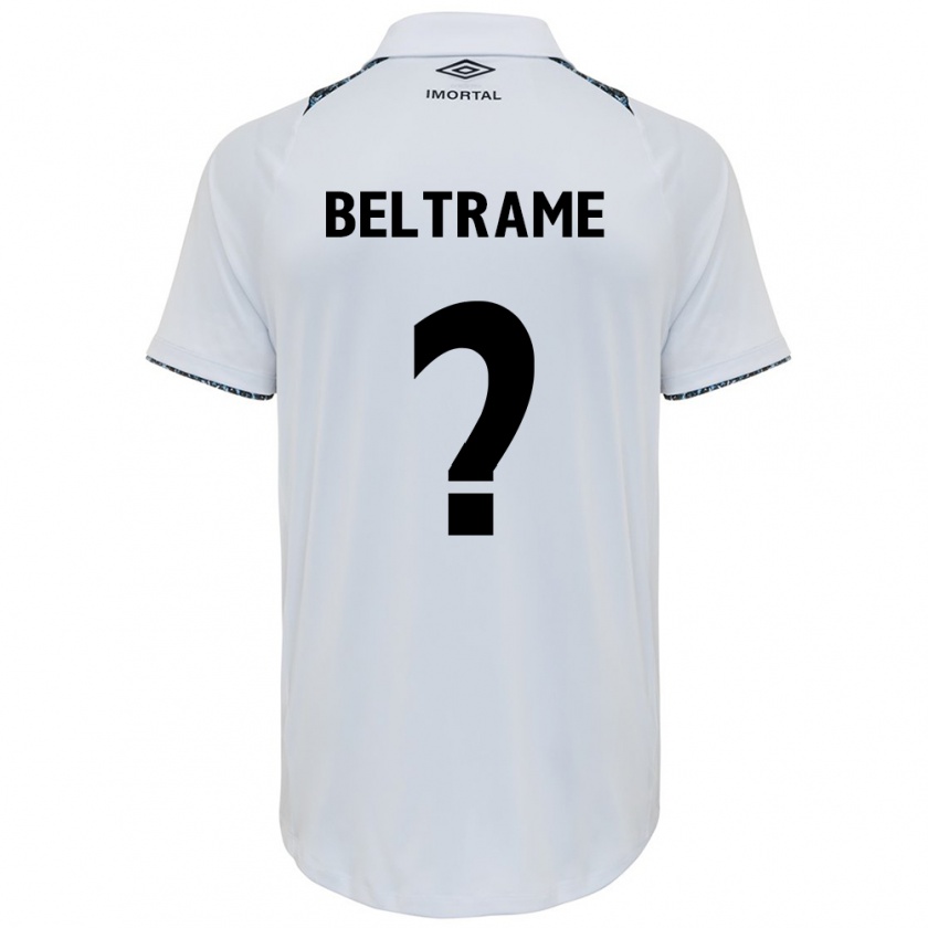 Kandiny Enfant Maillot Thiago Beltrame #0 Blanc Bleu Tenues Extérieur 2024/25 T-Shirt