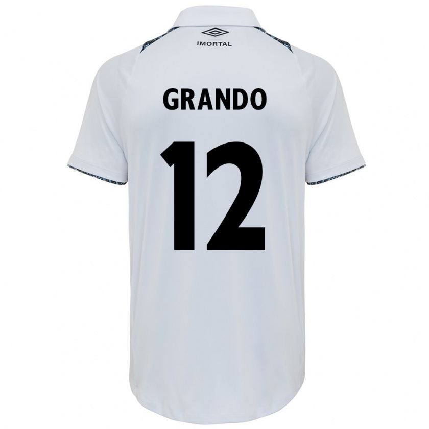 Kandiny Enfant Maillot Gabriel Grando #12 Blanc Bleu Tenues Extérieur 2024/25 T-Shirt