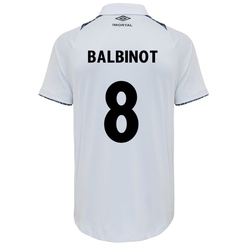 Kandiny Enfant Maillot Manu Balbinot #8 Blanc Bleu Tenues Extérieur 2024/25 T-Shirt