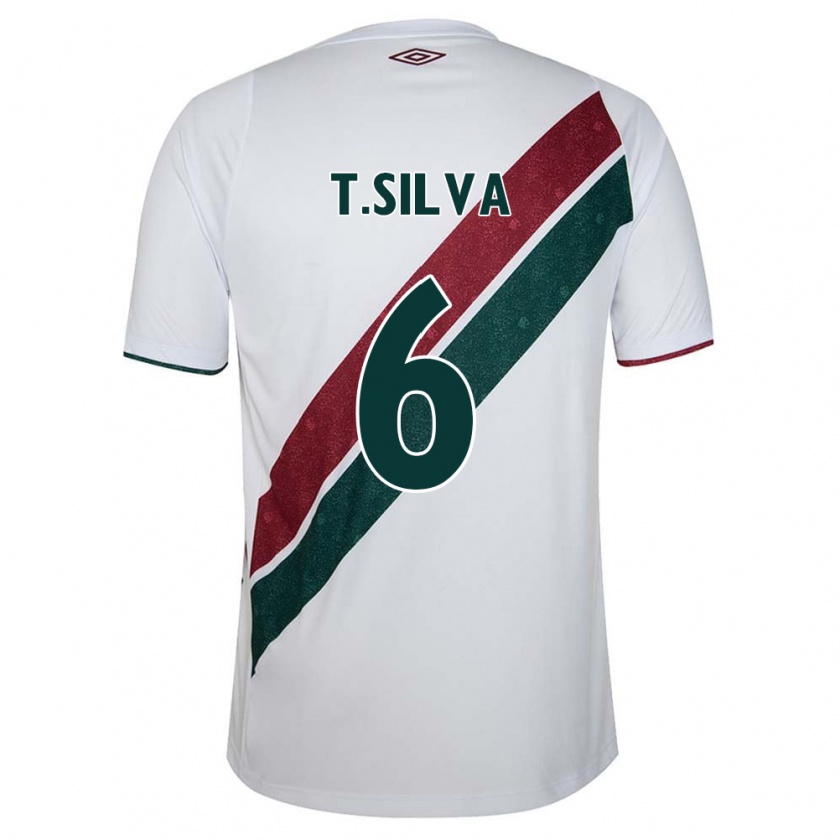 Kandiny Enfant Maillot Thiago Silva #6 Blanc Vert Bordeaux Tenues Extérieur 2024/25 T-Shirt