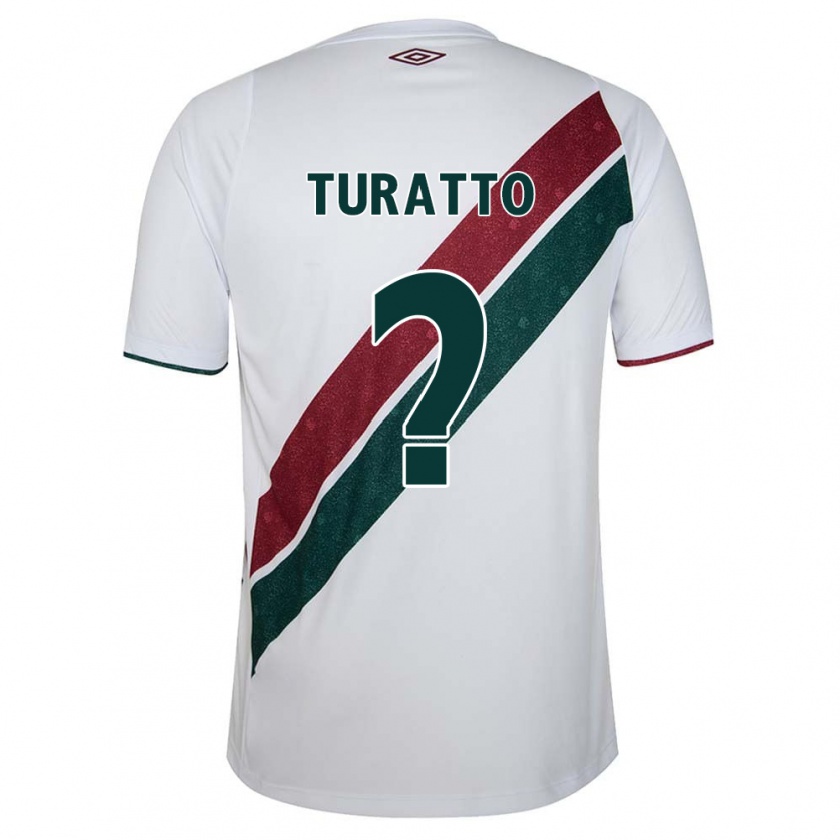 Kandiny Enfant Maillot Luiz Turatto #0 Blanc Vert Bordeaux Tenues Extérieur 2024/25 T-Shirt