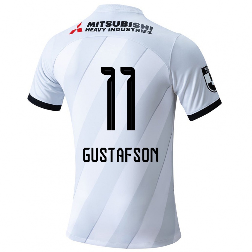 Kandiny Enfant Maillot Samuel Gustafson #11 Blanc Gris Tenues Extérieur 2024/25 T-Shirt