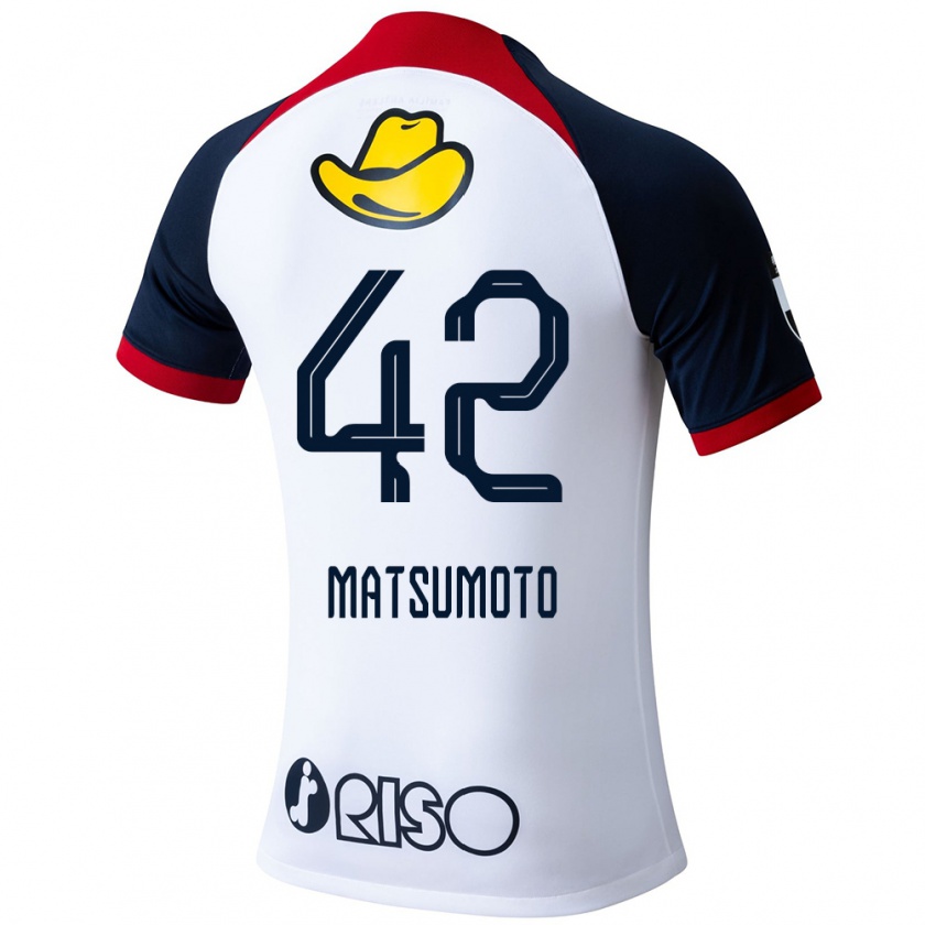 Kandiny Enfant Maillot Haruto Matsumoto #42 Blanc Bleu Rouge Tenues Extérieur 2024/25 T-Shirt