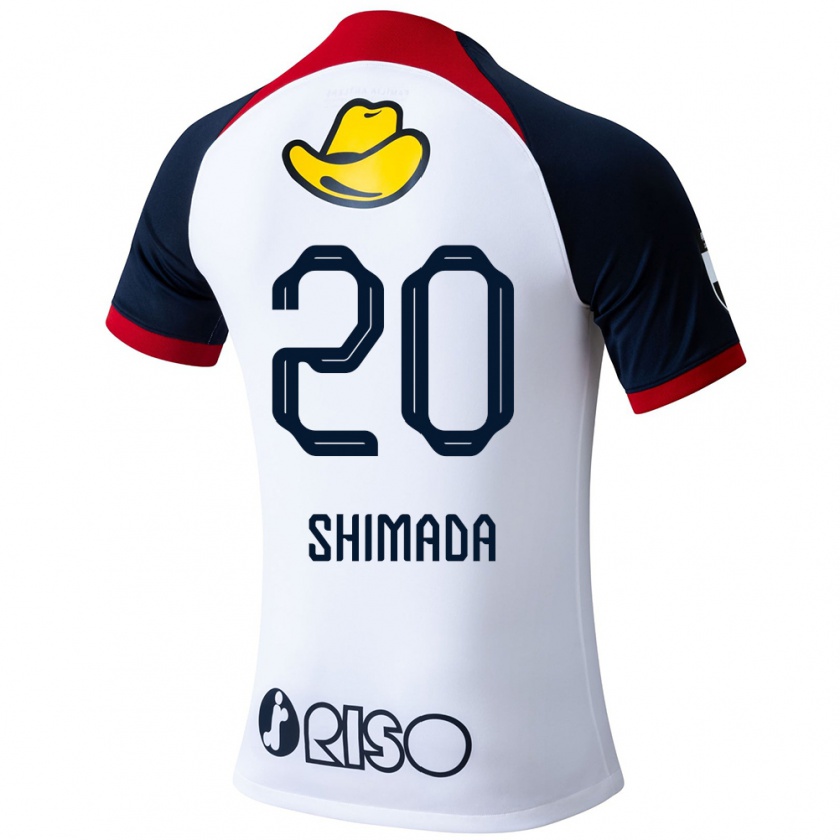 Kandiny Enfant Maillot Victor Shimada #20 Blanc Bleu Rouge Tenues Extérieur 2024/25 T-Shirt