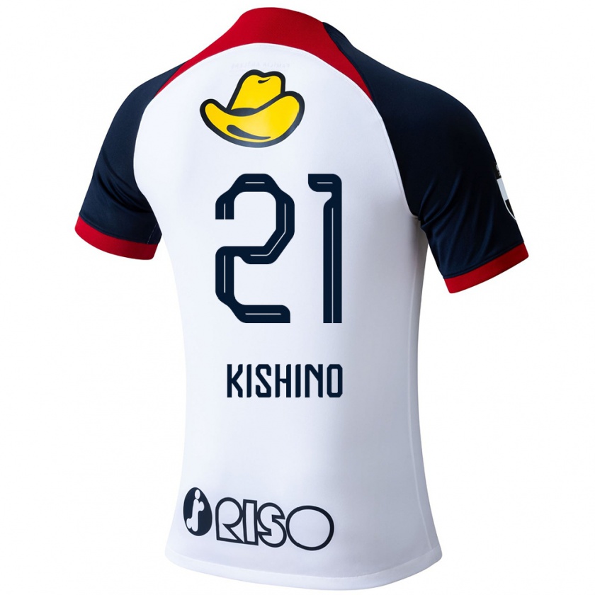 Kandiny Enfant Maillot Eita Kishino #21 Blanc Bleu Rouge Tenues Extérieur 2024/25 T-Shirt