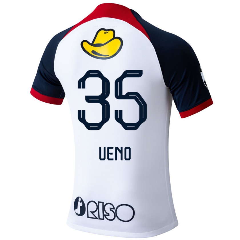 Kandiny Enfant Maillot Eita Ueno #35 Blanc Bleu Rouge Tenues Extérieur 2024/25 T-Shirt