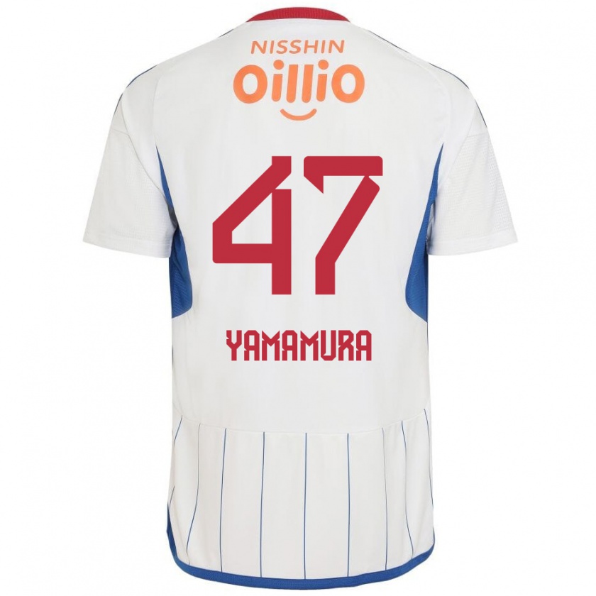 Kandiny Enfant Maillot Kazuya Yamamura #47 Blanc Bleu Rouge Tenues Extérieur 2024/25 T-Shirt