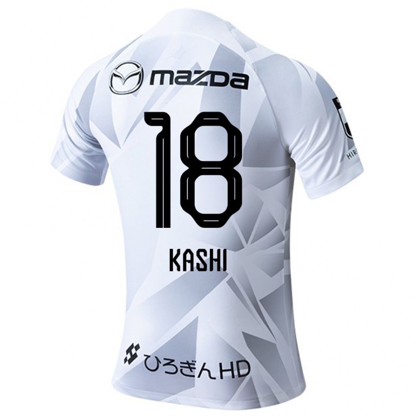 Kandiny Enfant Maillot Yoshifumi Kashiwa #18 Blanc Gris Noir Tenues Extérieur 2024/25 T-Shirt