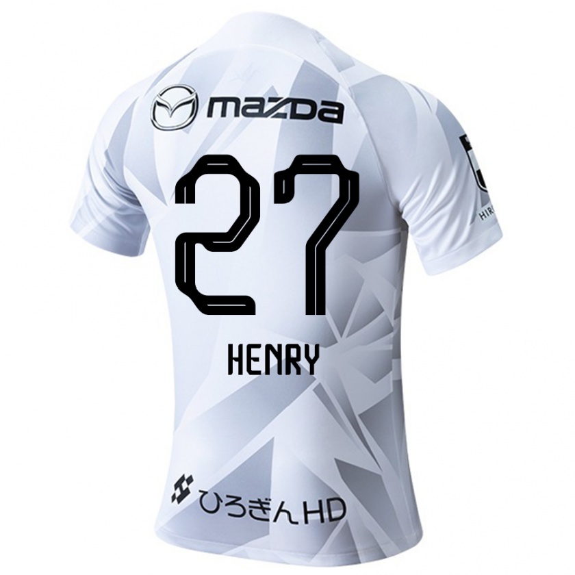 Kandiny Enfant Maillot Osamu Henry Iyoha #27 Blanc Gris Noir Tenues Extérieur 2024/25 T-Shirt