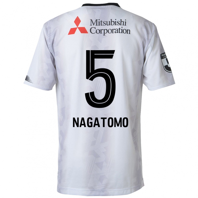 Kandiny Enfant Maillot Yuto Nagatomo #5 Blanc Noir Tenues Extérieur 2024/25 T-Shirt