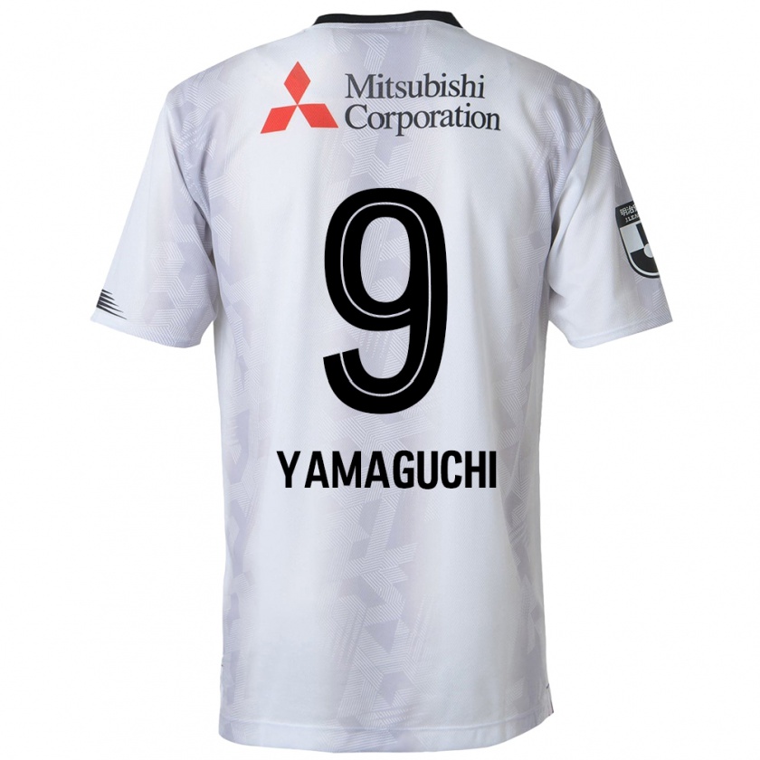 Kandiny Enfant Maillot Taiyo Yamaguchi #9 Blanc Noir Tenues Extérieur 2024/25 T-Shirt