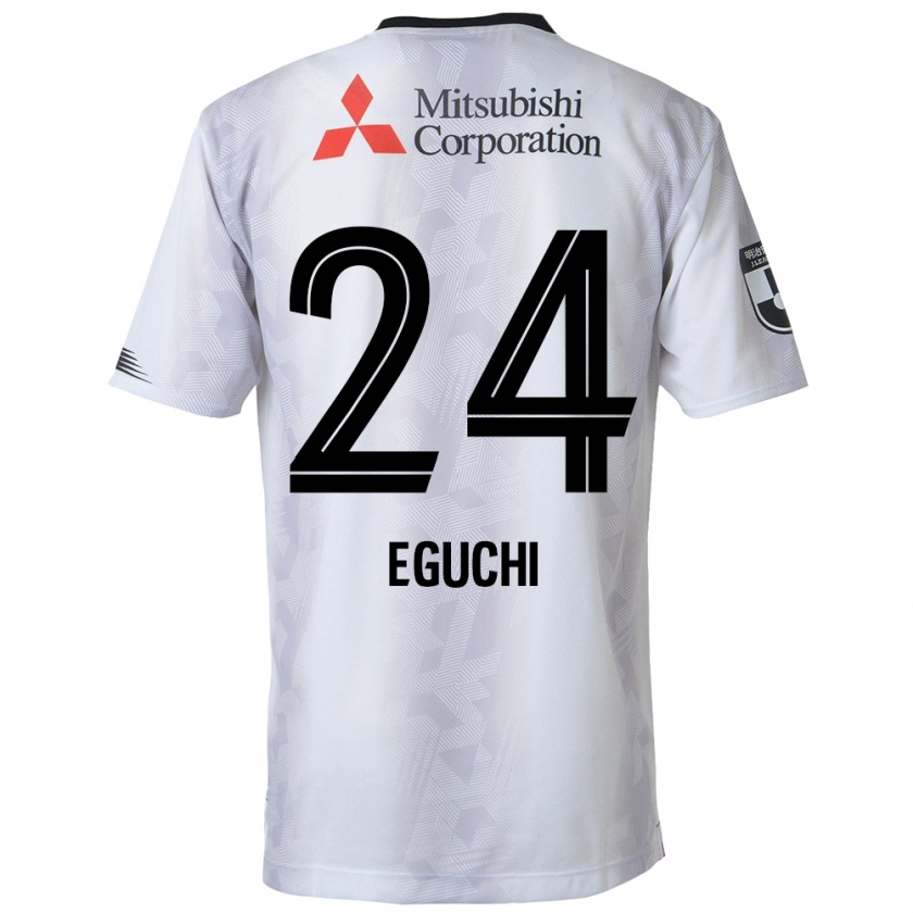 Kandiny Enfant Maillot Kaito Eguchi #24 Blanc Noir Tenues Extérieur 2024/25 T-Shirt