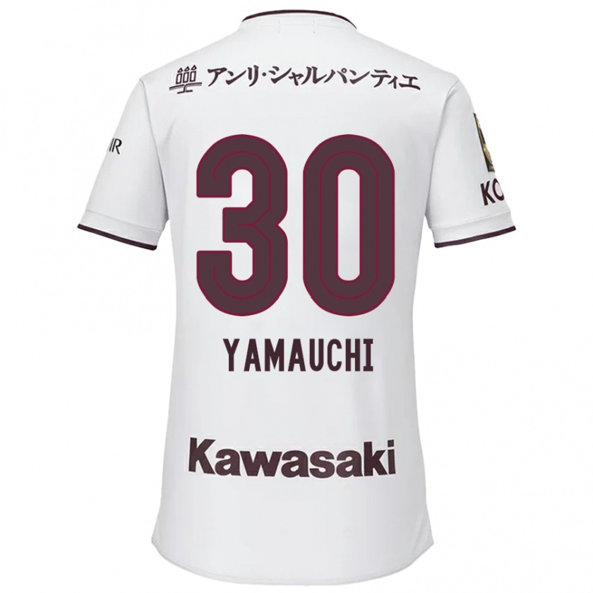 Kandiny Enfant Maillot Kakeru Yamauchi #30 Blanc Rouge Tenues Extérieur 2024/25 T-Shirt