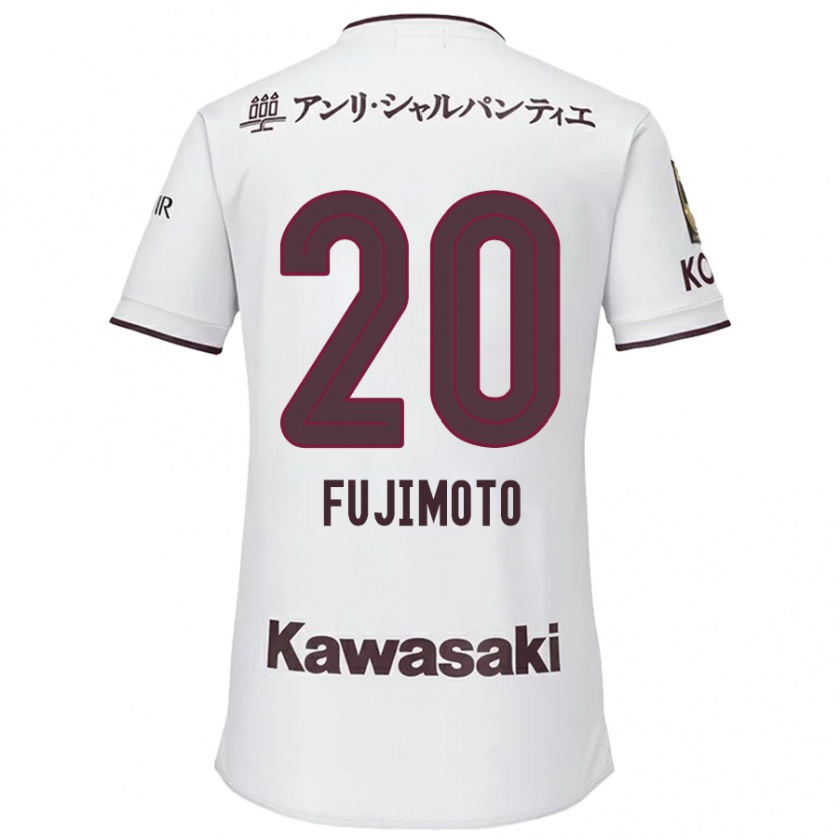 Kandiny Enfant Maillot Riku Fujimoto #20 Blanc Rouge Tenues Extérieur 2024/25 T-Shirt