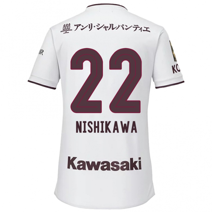 Kandiny Enfant Maillot Aiku Nishikawa #22 Blanc Rouge Tenues Extérieur 2024/25 T-Shirt