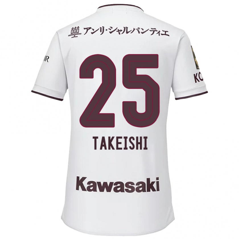 Kandiny Enfant Maillot Tsubasa Takeishi #25 Blanc Rouge Tenues Extérieur 2024/25 T-Shirt