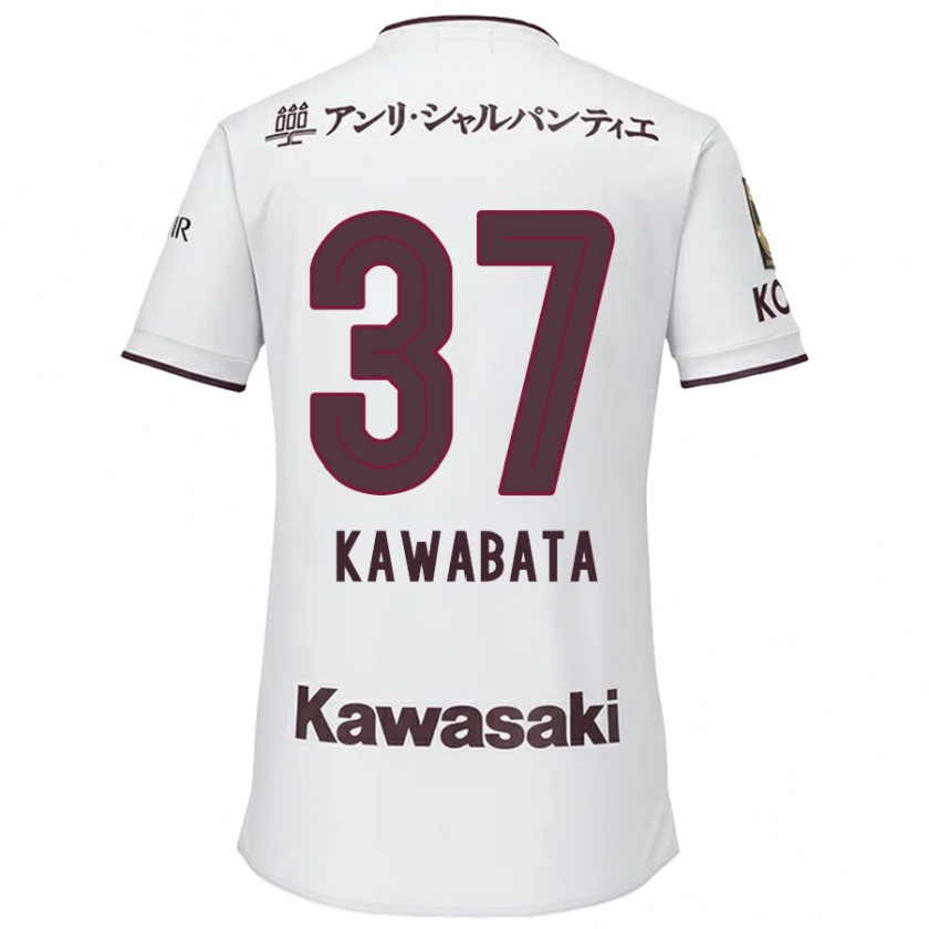 Kandiny Enfant Maillot Hyoei Kawabata #37 Blanc Rouge Tenues Extérieur 2024/25 T-Shirt