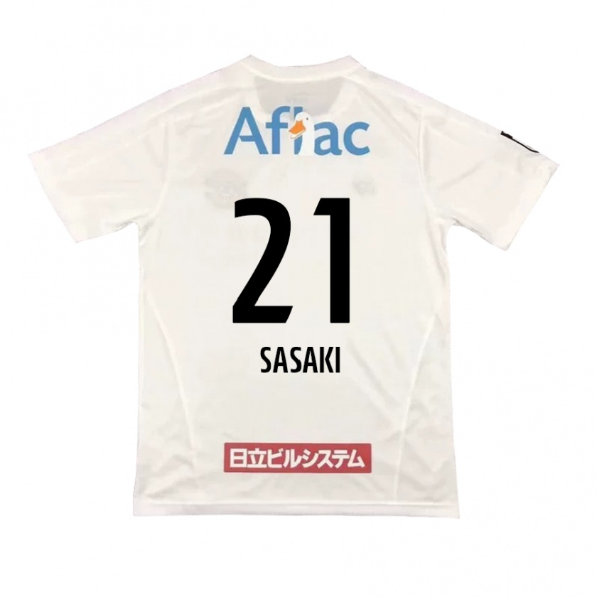 Kandiny Enfant Maillot Masato Sasaki #21 Blanc Noir Tenues Extérieur 2024/25 T-Shirt