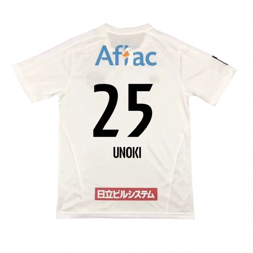 Kandiny Enfant Maillot Fumiya Unoki #25 Blanc Noir Tenues Extérieur 2024/25 T-Shirt