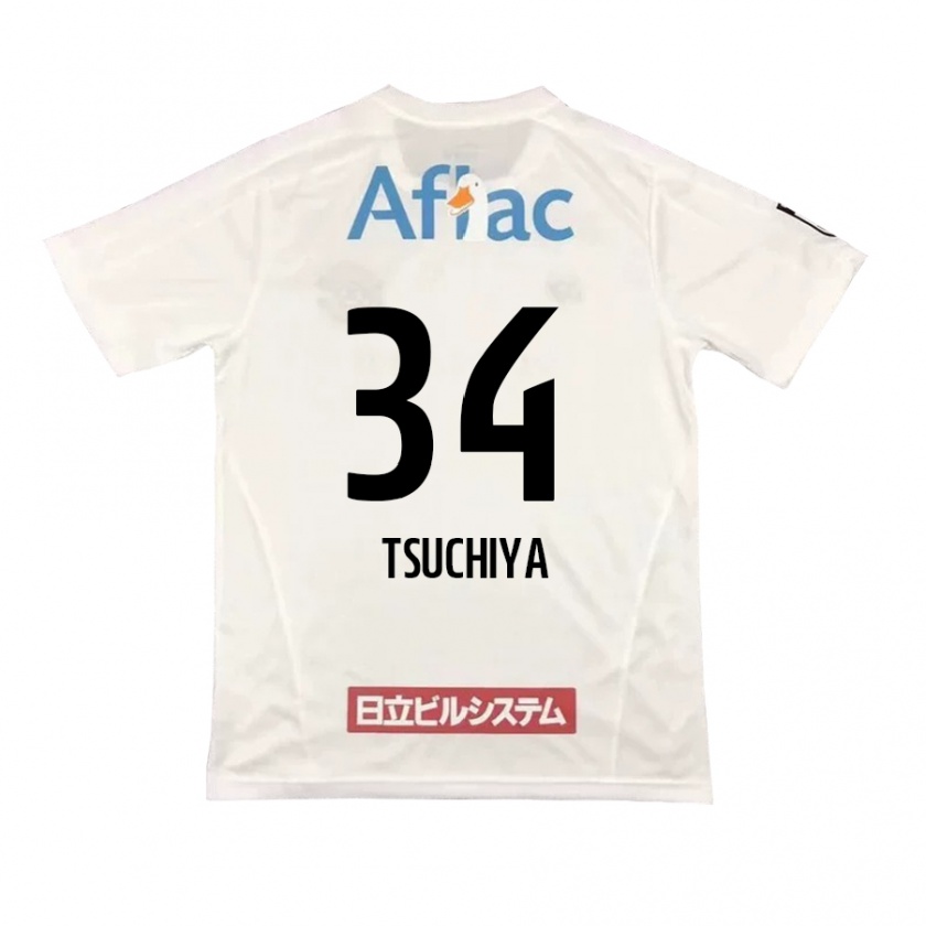 Kandiny Enfant Maillot Takumi Tsuchiya #34 Blanc Noir Tenues Extérieur 2024/25 T-Shirt